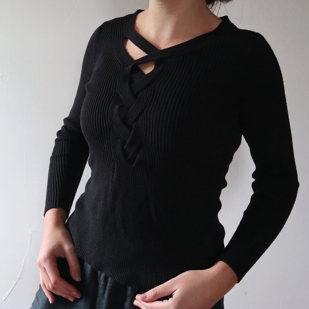 NIC+ZOE Black Longsleeve Top